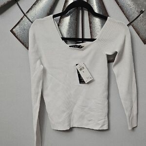 Ralph Lauren White Ribbed Blouse